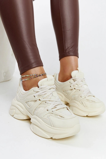 Sneakers esportivos bejes claros Feaven 2