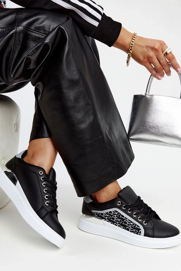 Tênis plataforma preto com glitter Fekete 2
