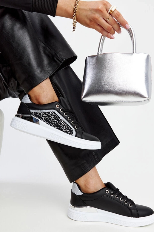 Tênis plataforma preto com glitter...