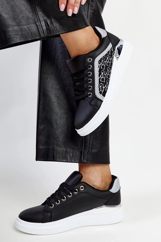 Tênis plataforma preto com glitter...