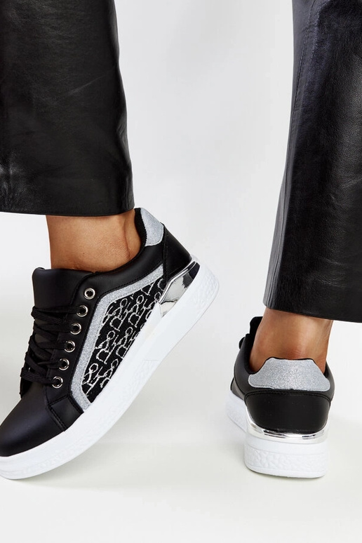 Tênis plataforma preto com glitter...