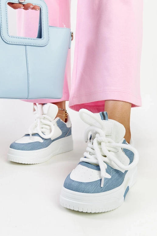 Sneakers na plataforma branco-azul...
