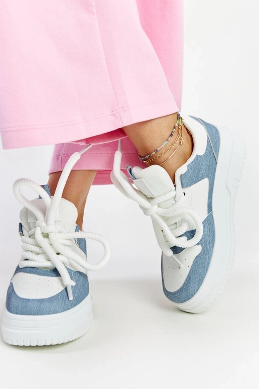 Sneakers na plataforma branco-azul...