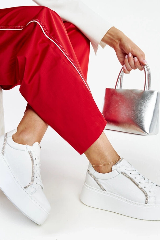 Sneakers de couro brancos com...