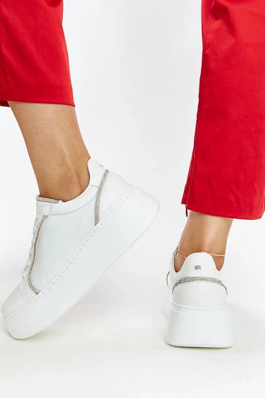 Sneakers de couro brancos com...