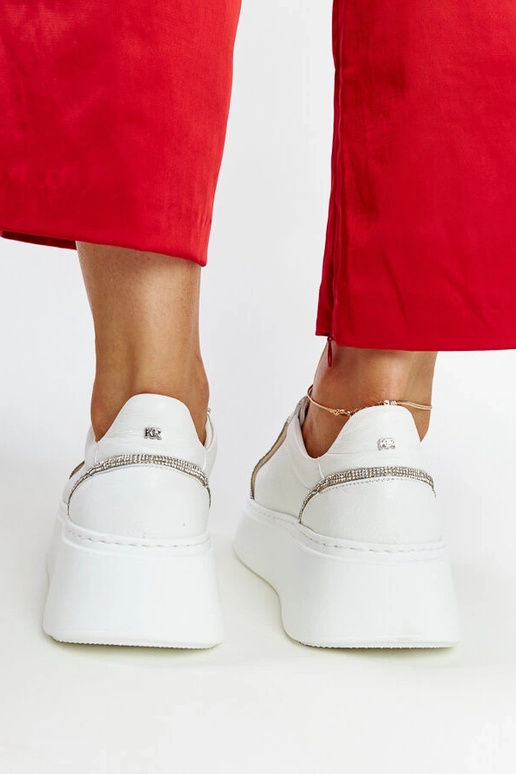 Sneakers de couro brancos com...