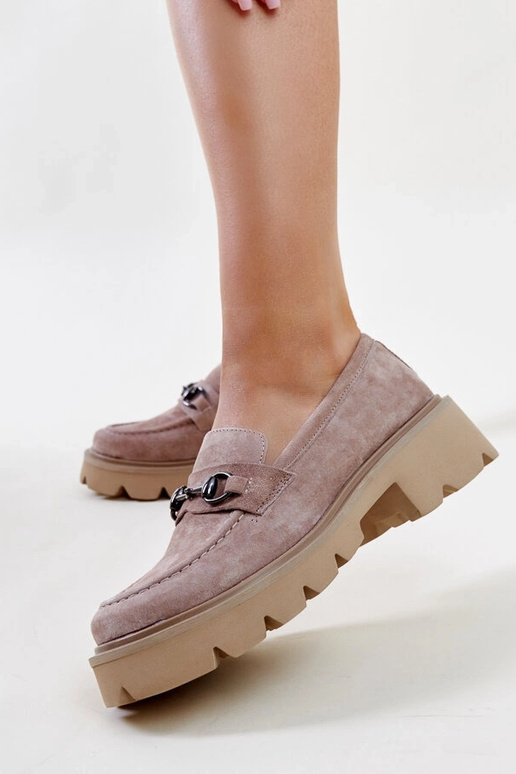 Mocassins de couro bege Vinceza