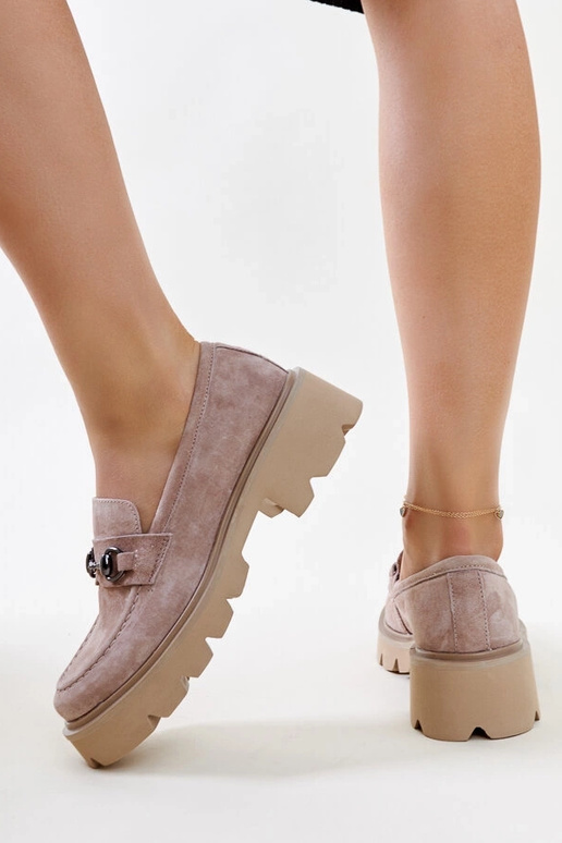 Mocassins de couro bege Vinceza