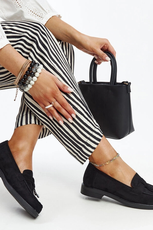 Mocassins de camurça preta da Vinceza