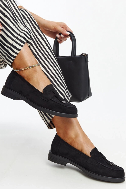 Mocassins de camurça preta da Vinceza