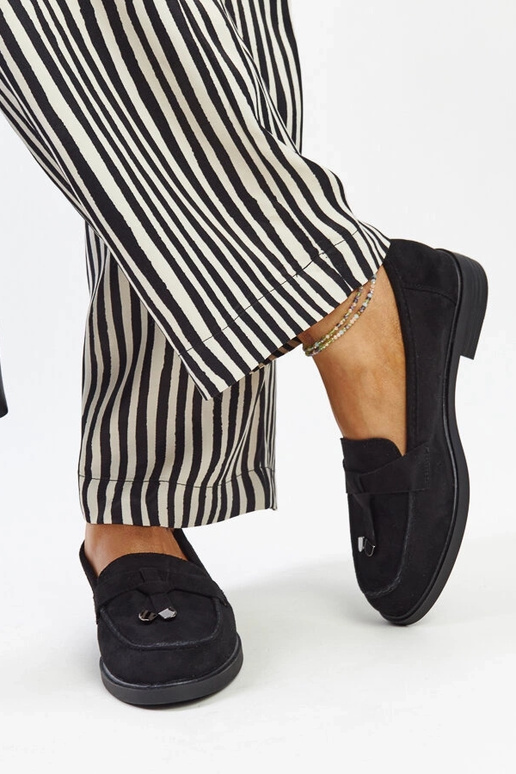 Mocassins de camurça preta da Vinceza