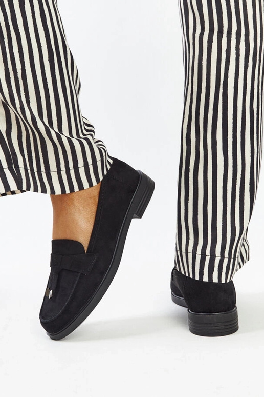 Mocassins de camurça preta da Vinceza