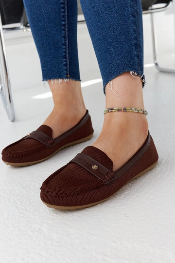 Mocassim de tecido marrom Fombio