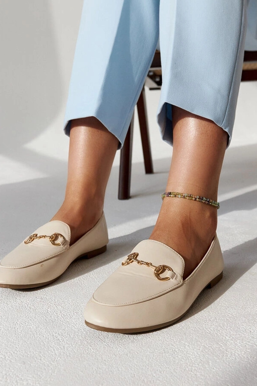 Mocassins bege com fivela Erminia