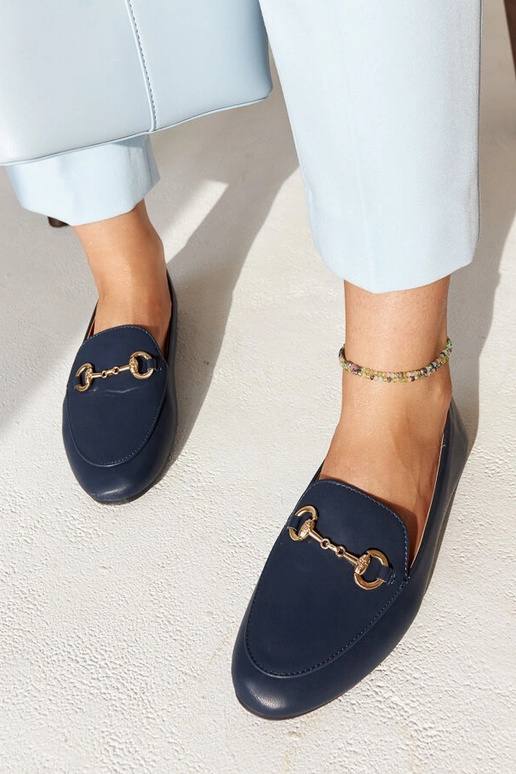 Mocassins azul-marinho com fivela...