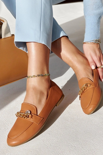 Mocassim Scaletta Chain Marrom Quente 2