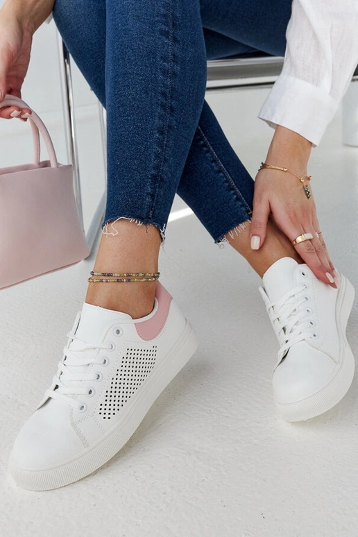 Tênis vazado branco e rosa Semhar