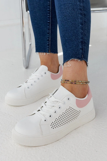 Tênis vazado branco e rosa... 2