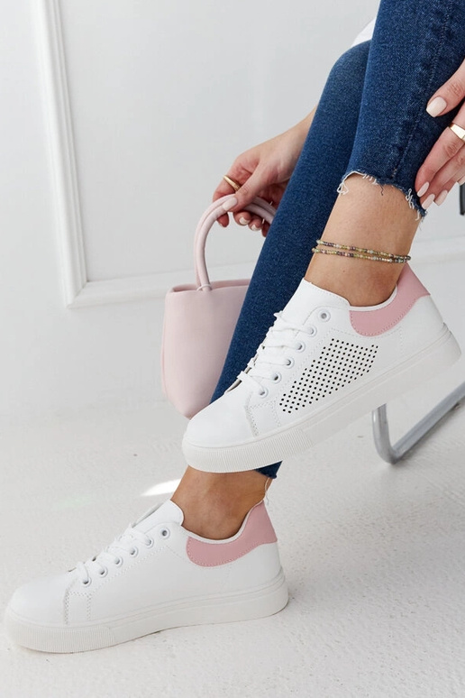 Tênis vazado branco e rosa Semhar