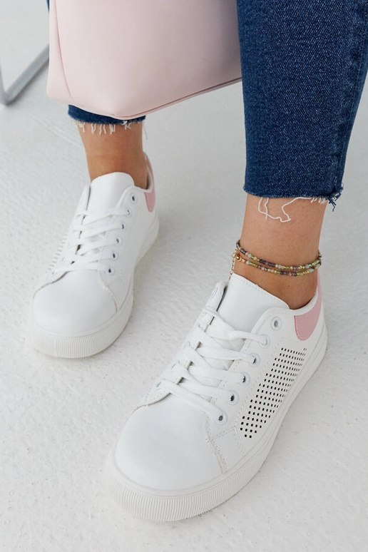 Tênis vazado branco e rosa Semhar