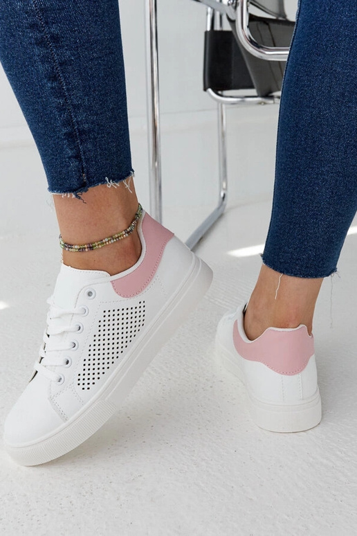 Tênis vazado branco e rosa Semhar