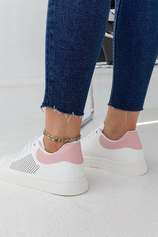 Tênis vazado branco e rosa Semhar