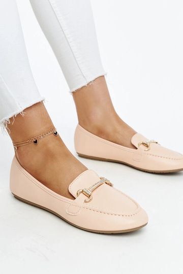 Mocassim bege com fivela decorativa Paddy