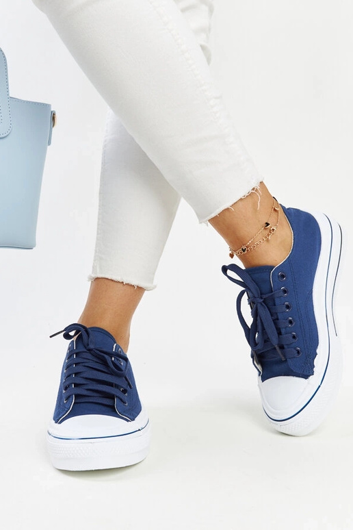 Ténis azuis marinho com plataforma...