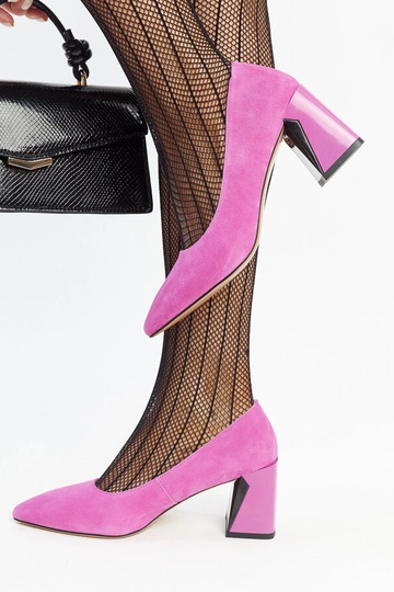 Vinceza Sapatos de Couro Rosa Escuro com Salto 2