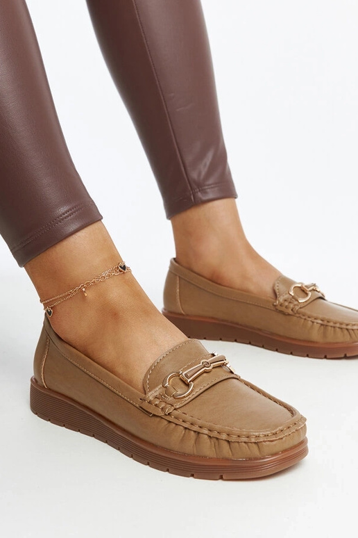 Mocassins Anisah Bege Escuro Fivela