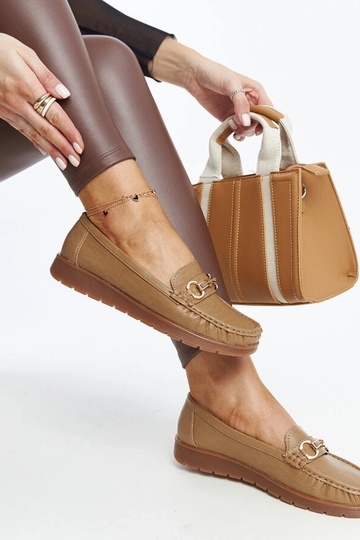 Mocassins Anisah Bege Escuro Fivela 2