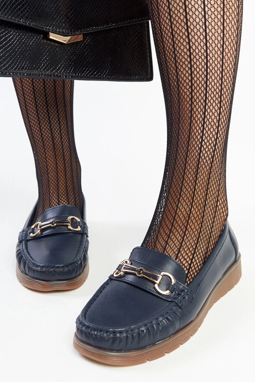 Mocassim Anisah azul marinho com fivela