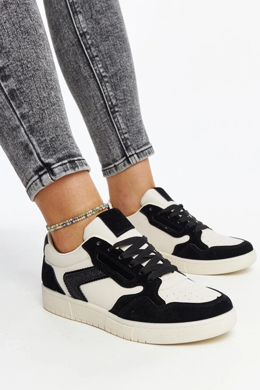 Tênis Juwan Preto e Branco Glitter