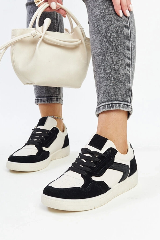 Tênis Juwan Preto e Branco Glitter