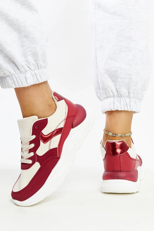 Tênis plataforma Nereida bege e vermelho