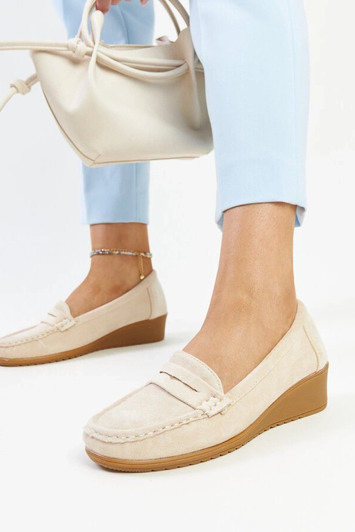 Mocassins Sakena Light Bege Suede Wedge