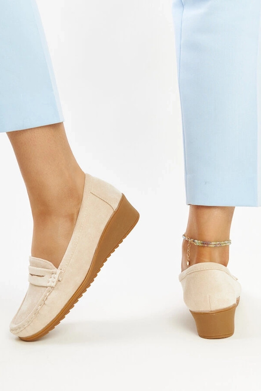 Mocassins Sakena Light Bege Suede Wedge
