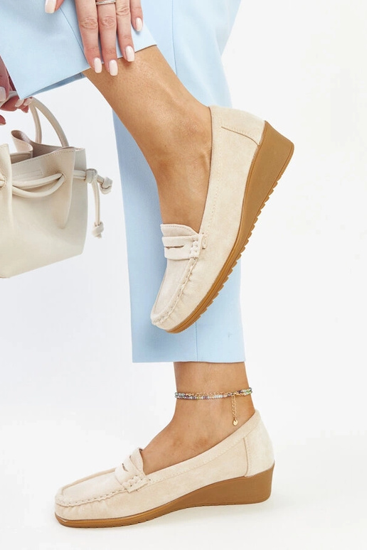 Mocassins Sakena Light Bege Suede Wedge