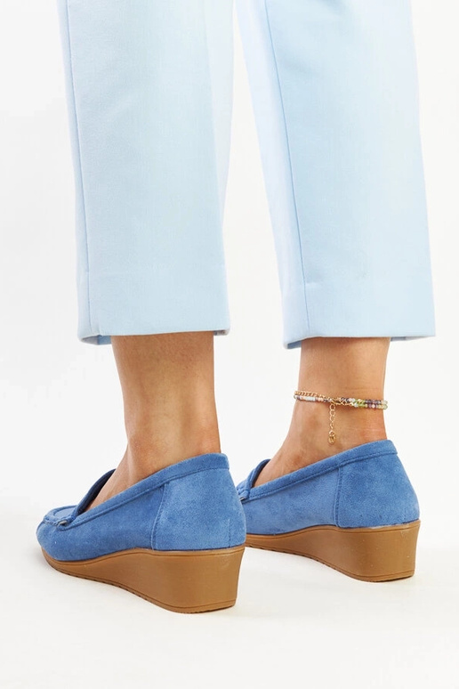 Mocassim Sakena Blue Suede Wedge
