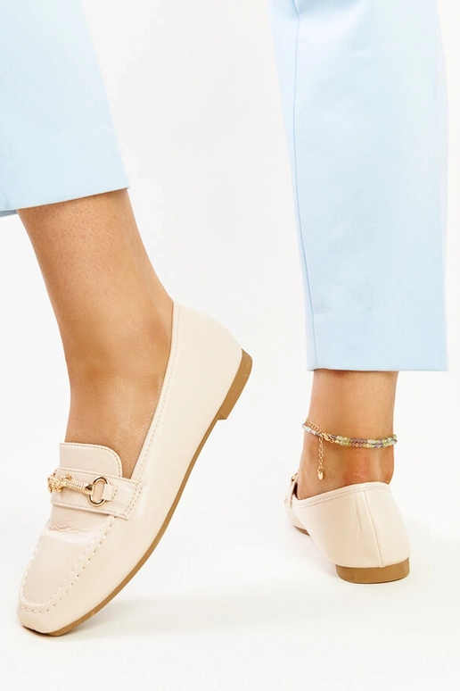 Mocassins decorativos bege claro da...