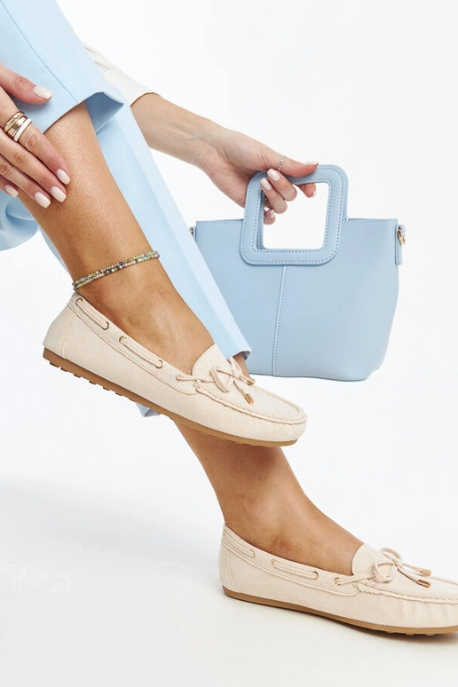 Mocassim Aneesa de camurça bege claro