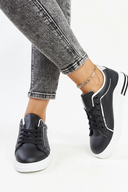 Tênis preto vazado com glitter Zorka