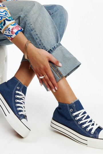 Tênis cano alto jeans com solado grosso Bagy 2