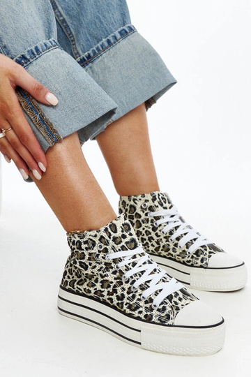 Tênis alto leopardo com...