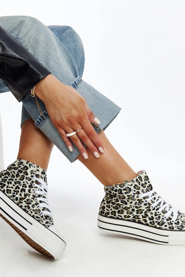 Tênis alto leopardo com... 2