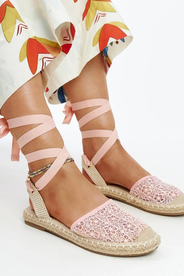 Teha Pink Lace Alpargatas de bico aberto