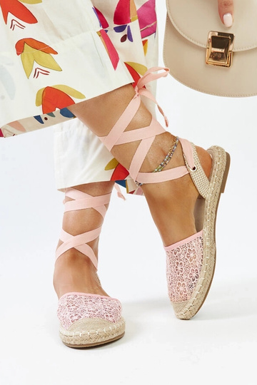 Teha Pink Lace Alpargatas de bico aberto 2