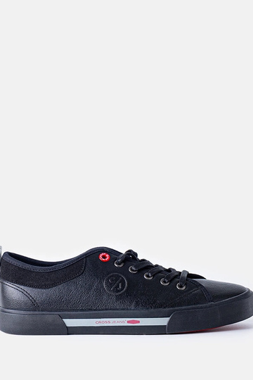 Tênis masculinos pretos CROSS JEANS couro ecológico