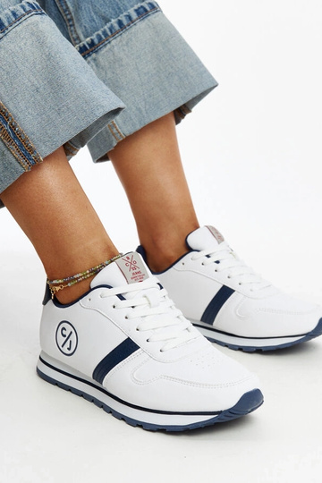 Tênis feminino CROSS JEANS branco e azul marinho