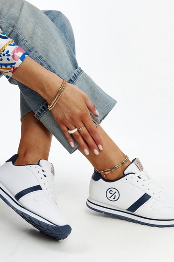 Tênis feminino CROSS JEANS branco e azul marinho 2